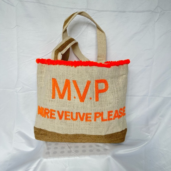MVP Veuve Please Beaded PomPom Tote Bag - Picture 1 of 3